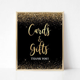 Kaarten & Geschenken Feestbord Zwart & Goud Glitte Poster