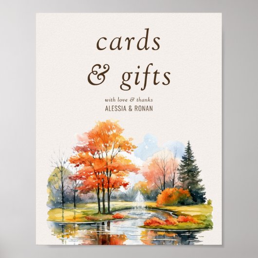 Kaarten & geschenken Herfst Lake bruiloft digitaal Poster (Voorkant)