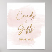 Kaarten & Geschenken Waterverf Blush & Gouden Douc Poster (Voorkant)