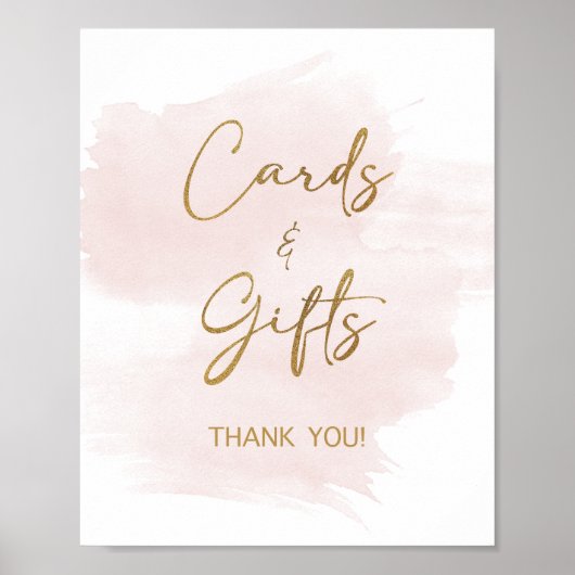 Kaarten & Geschenken Waterverf Blush & Gouden Douc Poster (Voorkant)