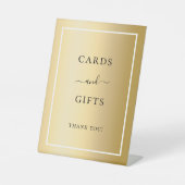Kaarten geven gouden feest reclamebord met voetstuk (Voorkant)