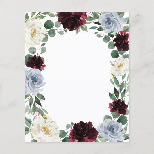 Kaarten in het menu Dusty Blue Burgundy Boho Fall (Achterkant)