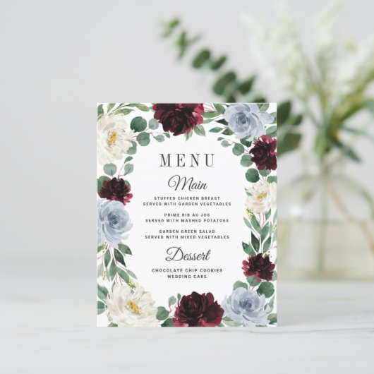 Kaarten in het menu Dusty Blue Burgundy Boho Fall  (Staand voorkant)