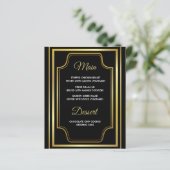 Kaarten in het menu Elegant Black Gold Wedding (Staand voorkant)