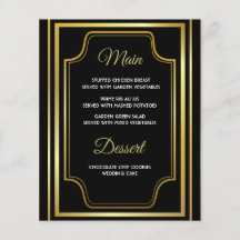 Kaarten in het menu Elegant Black Gold Wedding