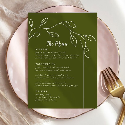 Kaarten in het menu Sage Green Wedding