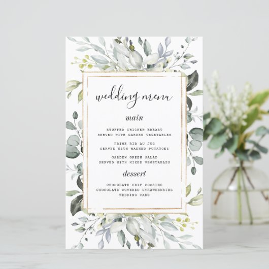 Kaarten in het menu Stusty Blue Gold Elegant Rusti (Staand voorkant)