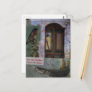 Kaarten met Vogels en Vis Retro Collage