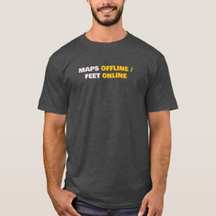 Kaarten Offline Voeten Online Minimale Tekst T-shirt