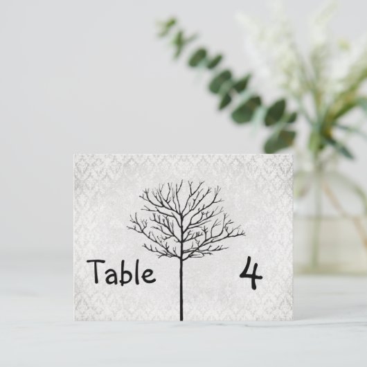 Kaarten Silver Damask Tree-nummer (Staand voorkant)