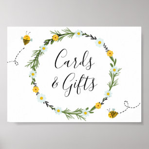 Kaarten van bijen en Baby showers Poster