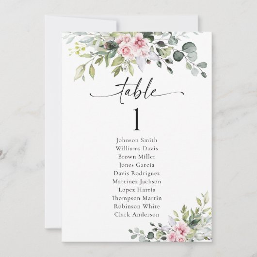 Kaarten van de Blush Pink Wedding Table Seating Ch (Voorkant)