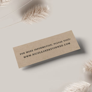 Kaarten van de Rustic Kraft Wedding Website Mini Visitekaartjes