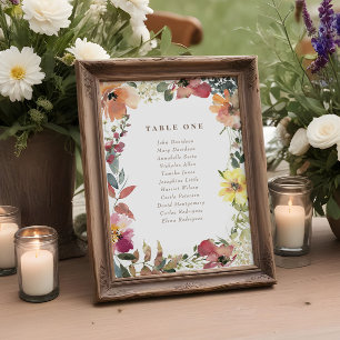Kaarten van de Wildflower Wedding Seating Chart