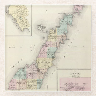 Kaarten van Deuren County, Sturgeon Bay en Jenny Glazen Onderzetter