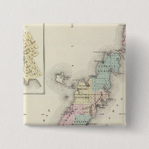 Kaarten van Deuren County, Sturgeon Bay en Jenny Vierkante Button 5,1 Cm