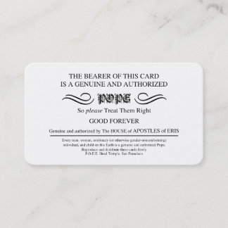 Kaarten van Discordian Pope Visitekaartje