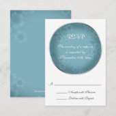 Kaarten van Floral Watermark Slate Blue Wedding RS RSVP Kaartje (Voorkant / Achterkant)