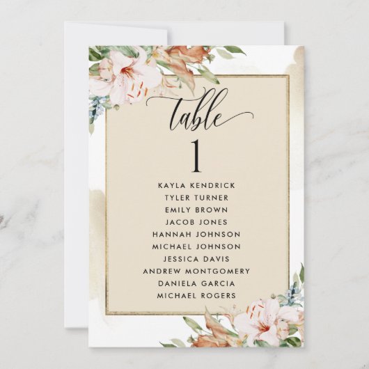 Kaarten van het Beige en Roze Zitplan met de Naam (Voorkant)