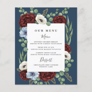 Kaarten van het Burgundy Peony Dusty Blue Navy Wed