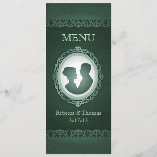 Kaarten van het Irish Green Cameo Wedding Menu (Voorkant)