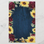 Kaarten van het menu "Sunflower Burgundy Navy Blue (Achterkant)
