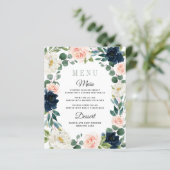 Kaarten van het Navy and Blush Pink Waterverf Wedd (Staand voorkant)