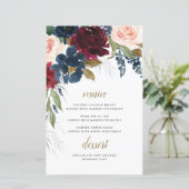Kaarten van het Navy Blue Burgundy Blush Pink Wedd (Staand voorkant)