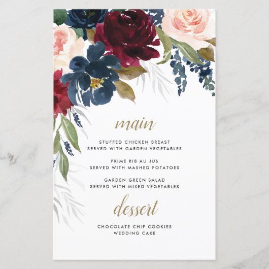 Kaarten van het Navy Blue Burgundy Blush Pink Wedd (Voorkant)