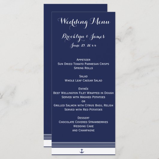 Kaarten van het Navy Blue Custom Nautical Wedding  (Voorkant / Achterkant)