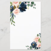 Kaarten van het Navy Blue- en Blush Pink Floral We (Achterkant)