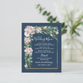 Kaarten van het Navy Blue Pink Dusty Roos Gold Wed (Staand voorkant)
