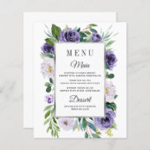 Kaarten van het Paarse Silver Gray Floral Wedding  (Voorkant / Achterkant)