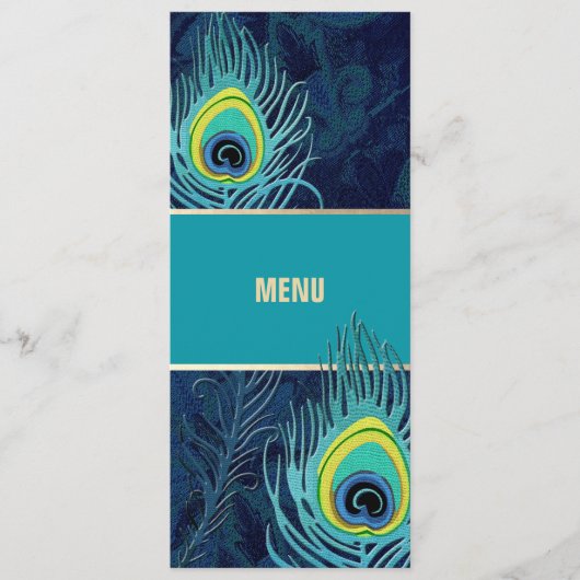 Kaarten van het Peacock Feather Navy Blue Wedding  (Voorkant)