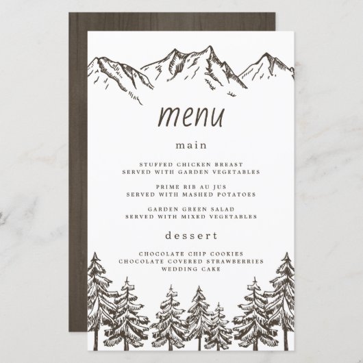 Kaarten van het Rustic Mountain Elegant Pine Weddi (Voorkant / Achterkant)