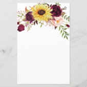 Kaarten van het Sunflower Burgundy Red Blush Weddi (Achterkant)