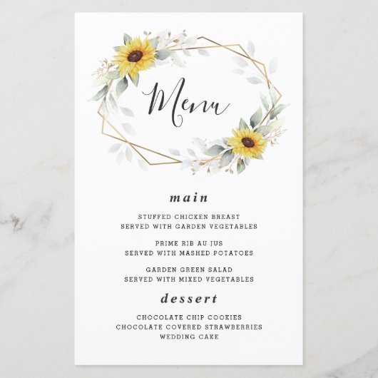 Kaarten van het Sunflower Elegant Geometric Weddin (Voorkant)