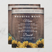 Kaarten van het  Sunflower Wedding Menu Rustic Bar (Voorkant / Achterkant)