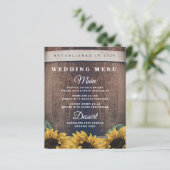 Kaarten van het  Sunflower Wedding Menu Rustic Bar (Staand voorkant)