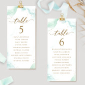 Kaarten van het waterverf Zitplan met gastnamen