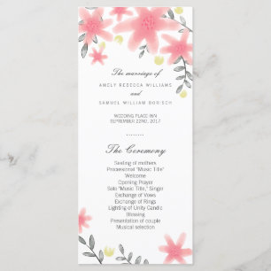 Kaarten van het Whimsy Pink Floral Wedding Program