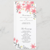 Kaarten van het Whimsy Pink Floral Wedding Program (Voorkant / Achterkant)