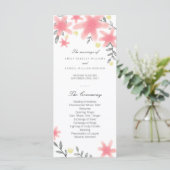 Kaarten van het Whimsy Pink Floral Wedding Program (Staand voorkant)