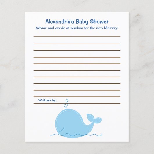 Kaarten van Little Blue Whale Flyer Baby shower Ad (Voorkant)