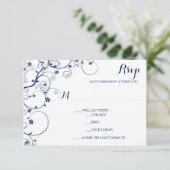 Kaarten van Navy Vines Wedding RSVP (Staand voorkant)
