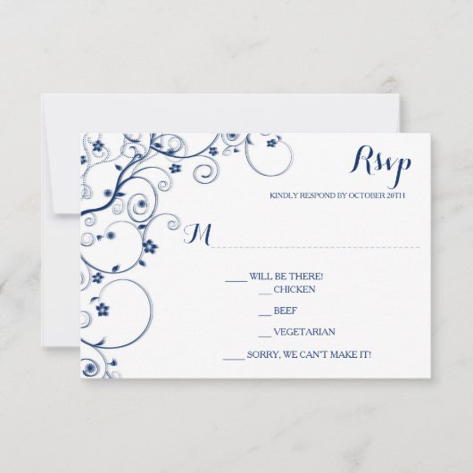 Kaarten van Navy Vines Wedding RSVP Kaartje (Voorkant)