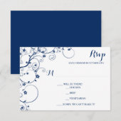 Kaarten van Navy Vines Wedding RSVP Kaartje (Voorkant / Achterkant)