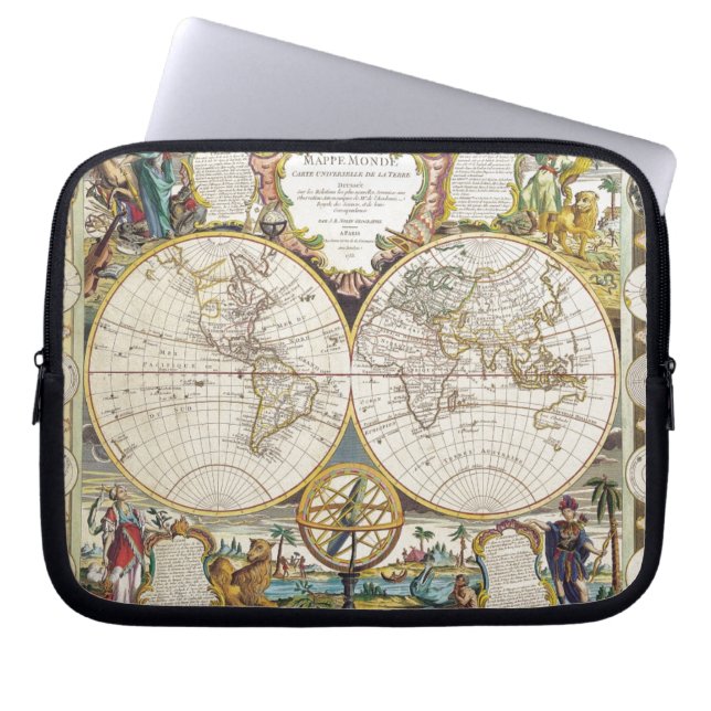  kaarten van over de hele wereld laptop sleeve (Voorkant)
