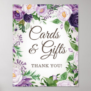 Kaarten van Paars Floral Baby shower Gifts Poster