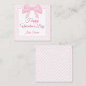 Kaarten van roze Bow Mini Valentijnsdag Notitiekaartje (Voorkant / Achterkant)